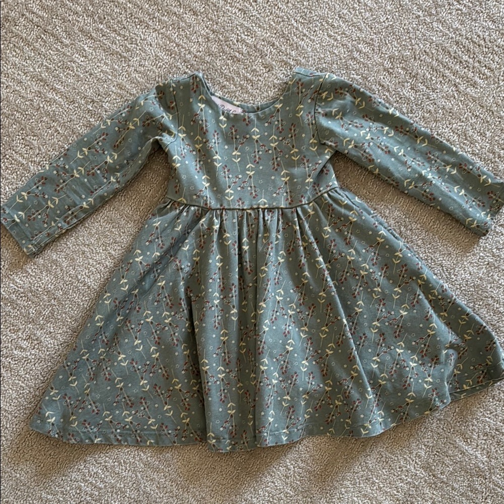 Pink Ruffle Co- Floral Green Kids Dress size 2-3
